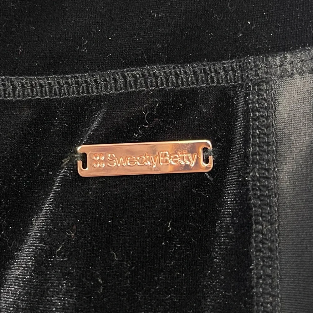 Sweaty Betty Velvet High Waisted Rise Leggings Side Stipe Velour Pants Black S - Picture 10 of 16